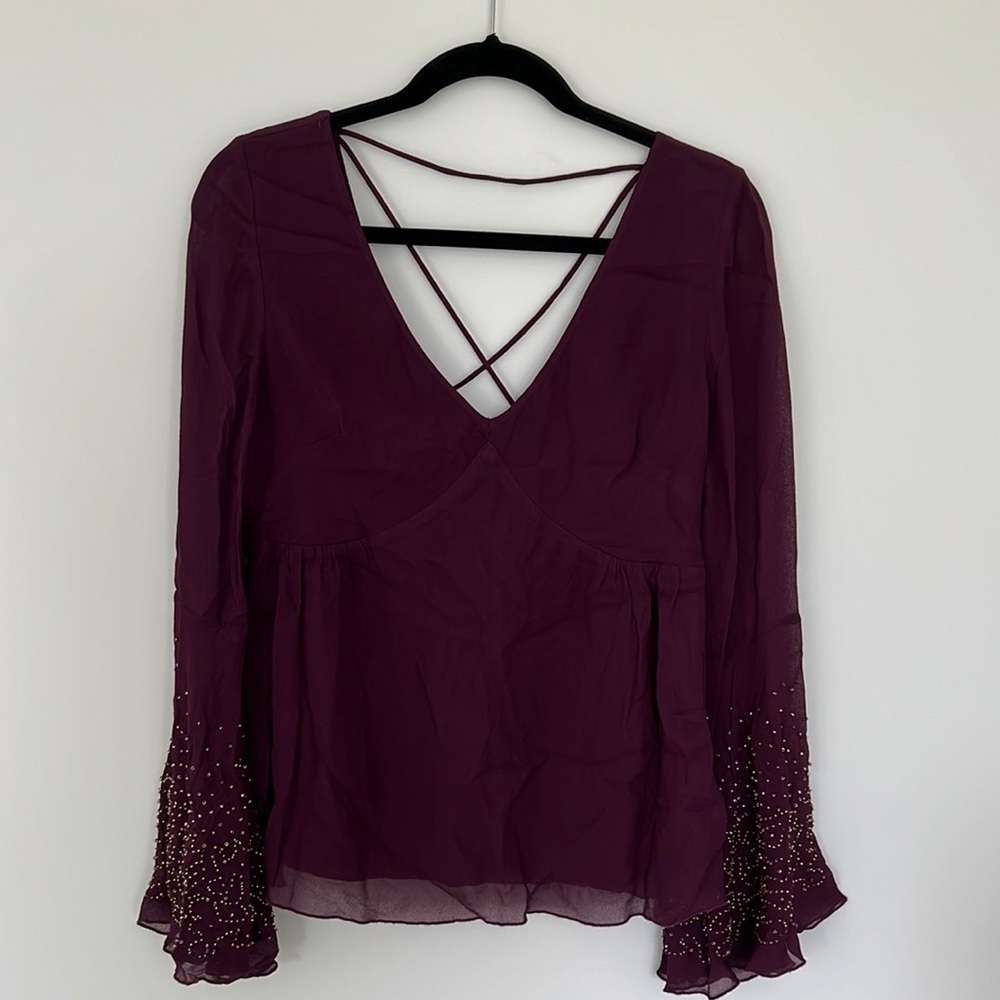 Altar’d State Purple Bell-Sleeved Blouse